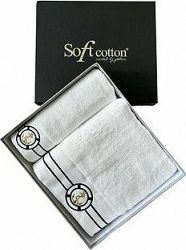 Soft Cotton – Darčeková súprava uterák a osuška Marine Man, 2 ks, biela