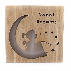 Drevená závesná svietiaca dekorácia Sweet dreams, 25 x 25 cm