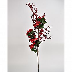 Jesenná dekorácia vetvička s červenými bobuľami, 60 cm